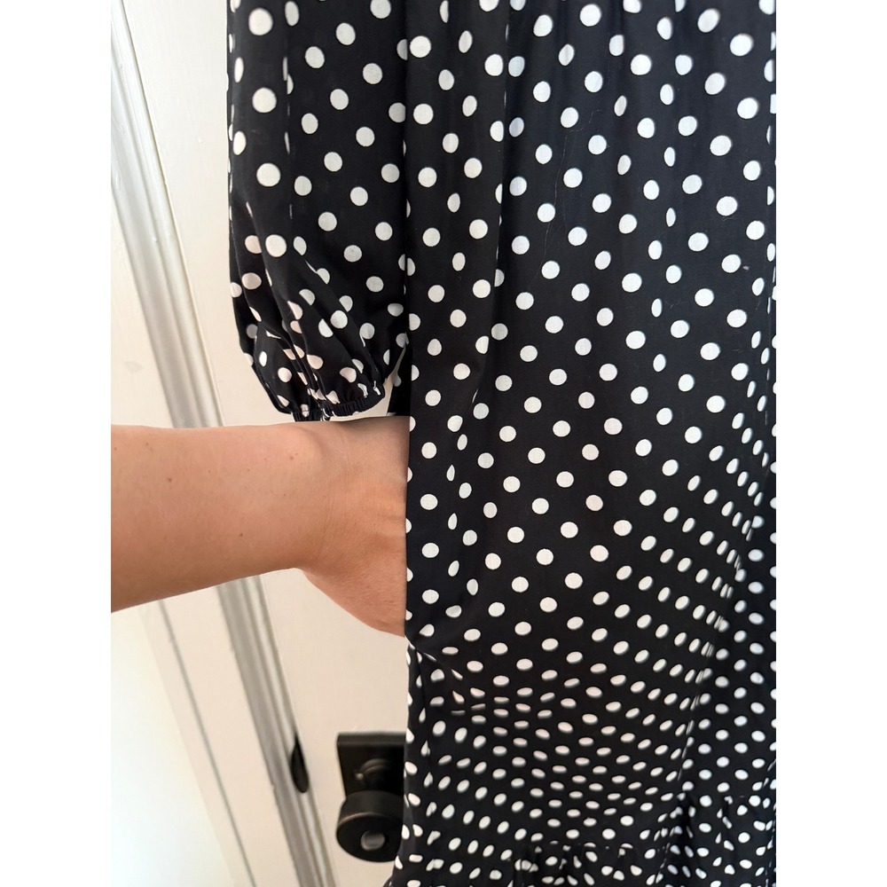 Anthropologie Maeve Bettina Tiered Cotton Midi Dress Polka Dot Swan Size S - Picture 9 of 11